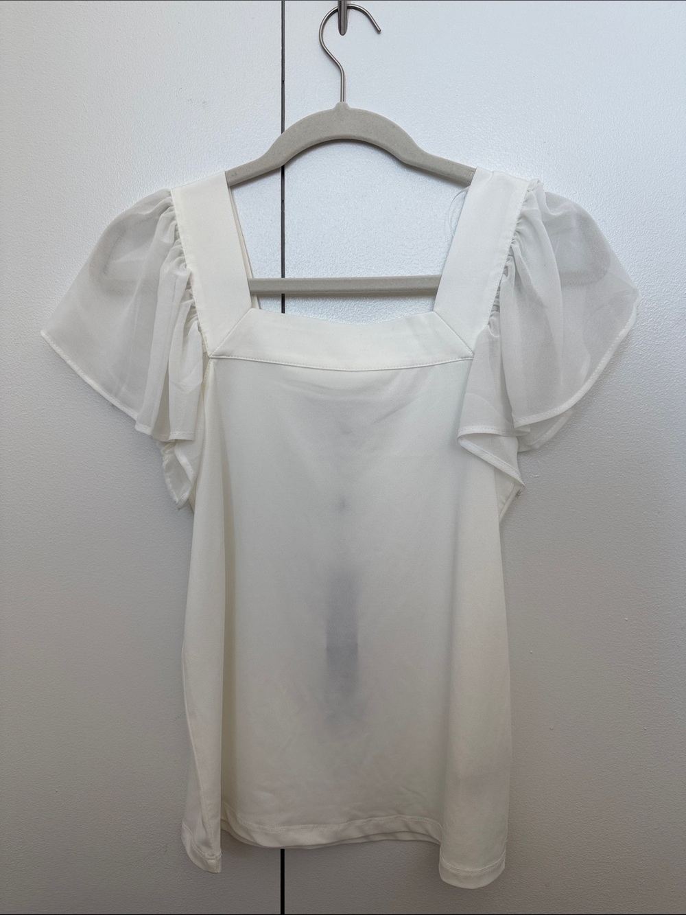 Catherine Malandrino White Square Neck Puff Sleeve Blouse